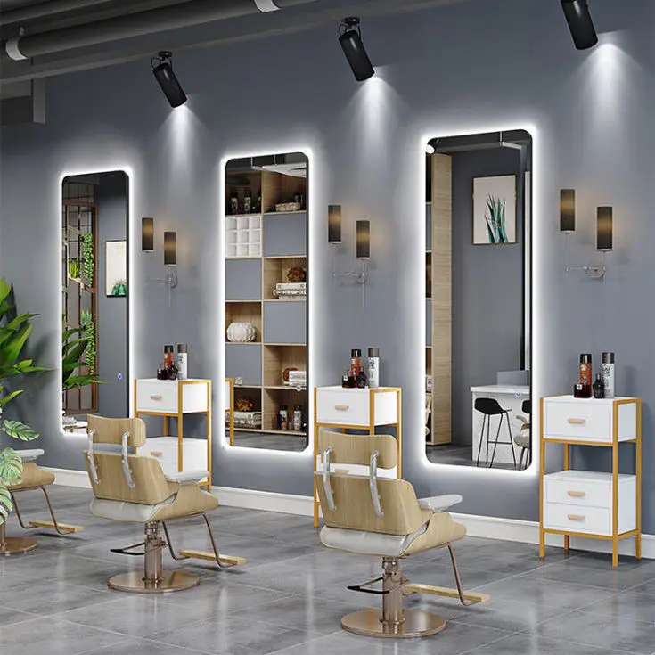 Hot Selling Customized Hairdresser Salon Mirrors Barber Station Smart Glass Touch Screen Mirror With Led Light hot selling 7 inch lcd screen tm070rdhg25