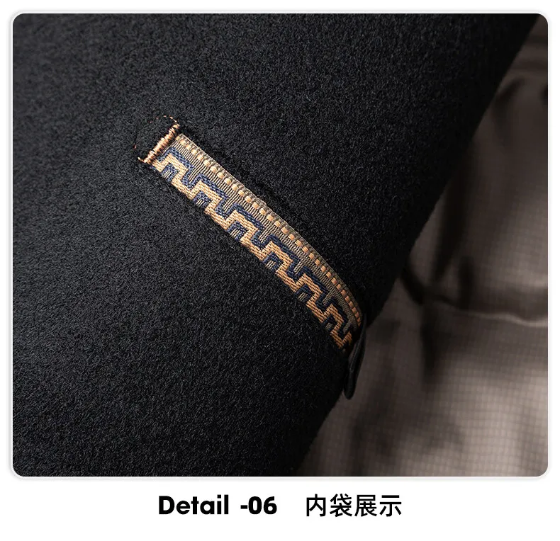 Lässige Herren-Wollmäntel aus verdickter Gänsedaunen, 2025, Winter, warm, Windjacke, Pufferjacken, Oberbekleidung, solider Mantel aus 100 % Wolle – Detail 18