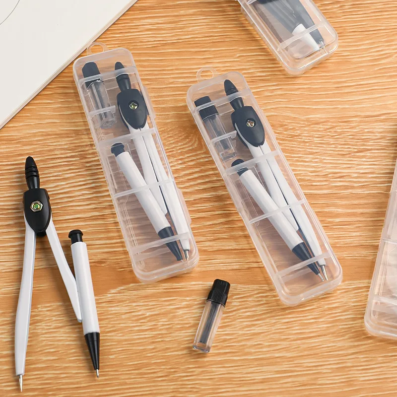 Metal Compass Professional Math Geometry with Pencil Pattern School Students Drafting Draw Circle Supplies Stationery Set