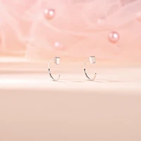 AOEDEJ 20G 2PCS 999 Sliver Open Earrings Jewelry Girl Cute Cat Heart Hoop Earring Crystal Opening Huggies Piercings Circle Ring 2