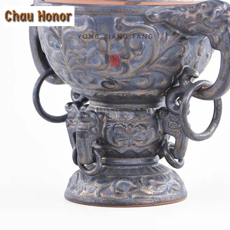 Antique Iron Rust Glaze Ceramic Celestial Sphere Incense Holder Aesthetic Stand for Incense Scented Aromatic Candles Tea Craft