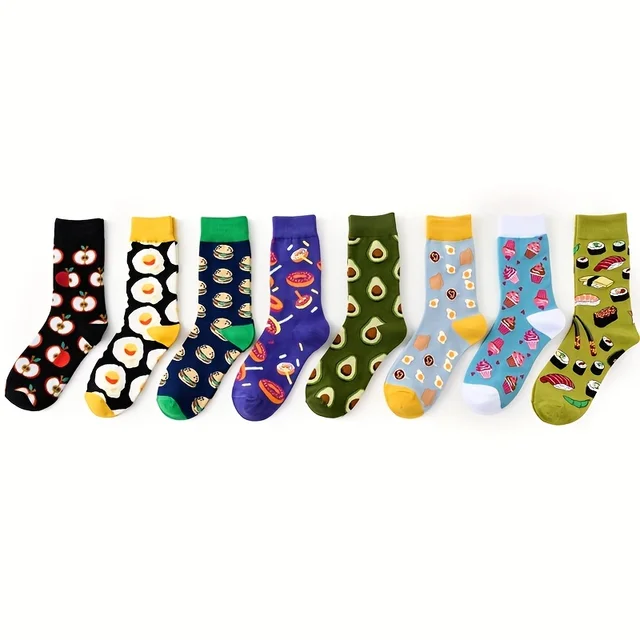 1 pair of food series creative avocado printed pattern medium tube socks for men  trendy socks for couples  socks men socks 2