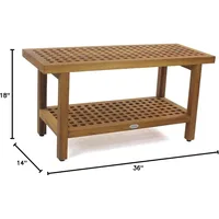 The Original 36" Grate Teak Shower Bench with Shelf 1
