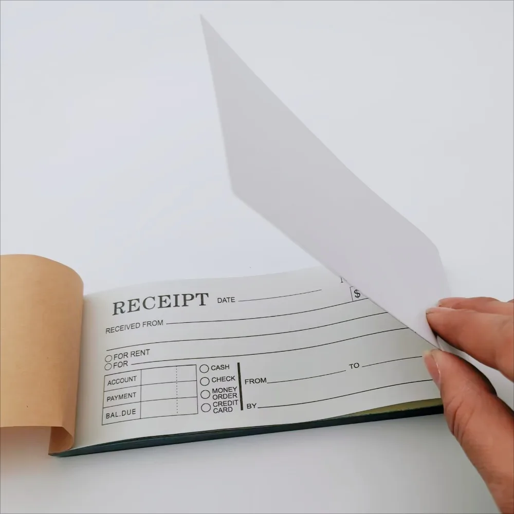 50 Sets Small Business Carbonless Receipt Book Money/Rent Receipt Book 2-Part 50 Numbered Duplicates 3.15 x 7.48 Inches 4