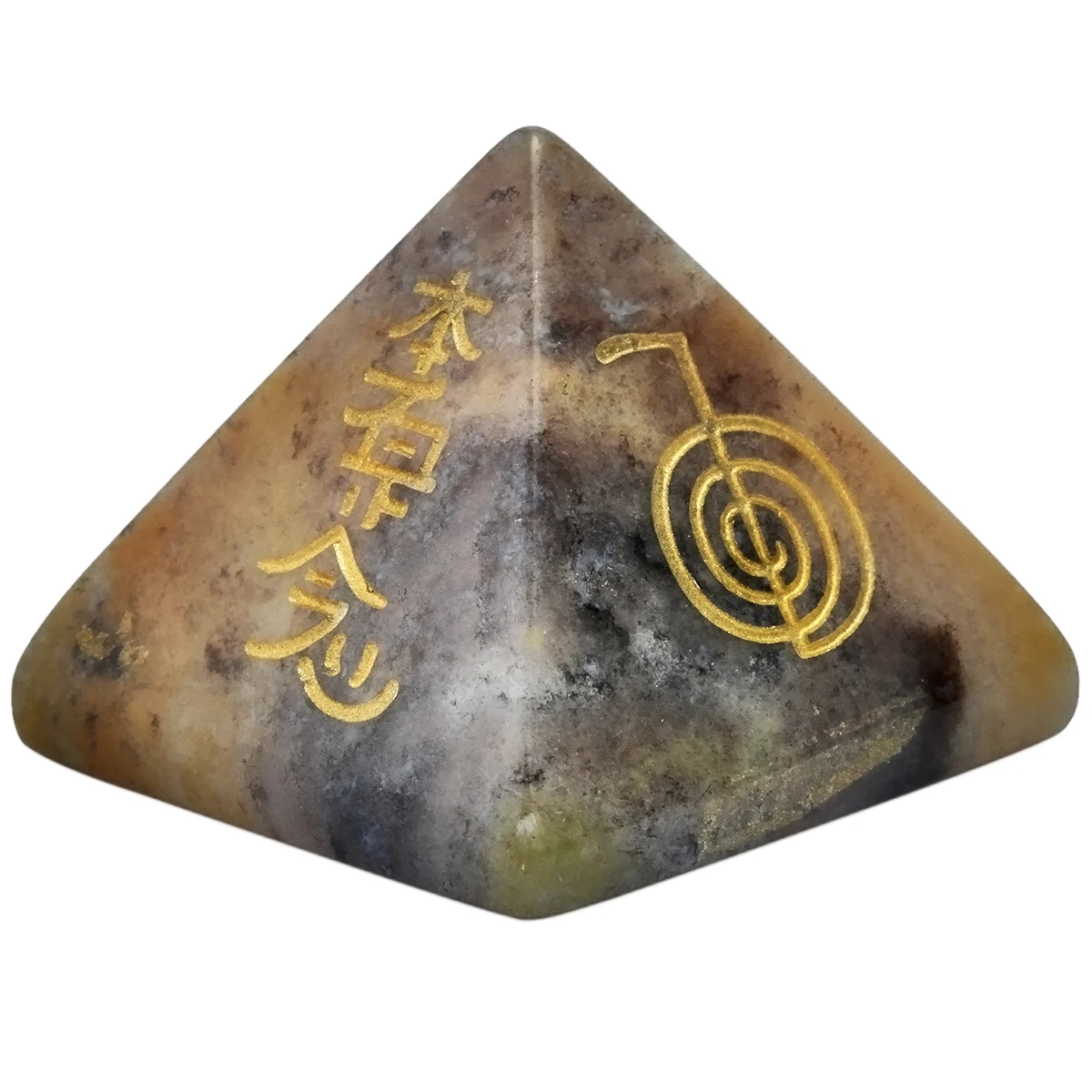Healing Crystal Stone Pyramid With Engraved Chakra Symbol Generator For Meditation Divination Chakra Balancing