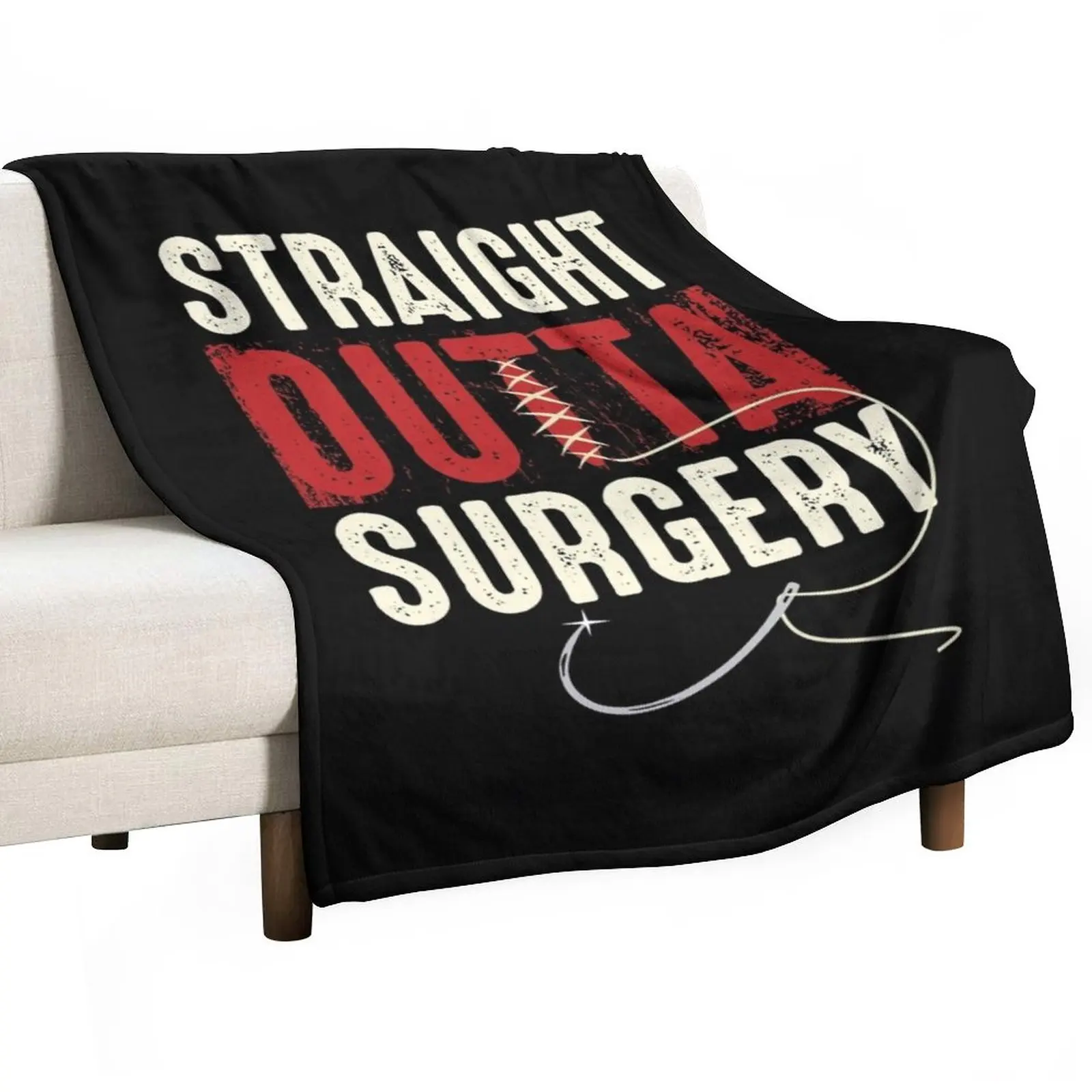 

Straight Outta Surgery Funny Get Well Soon Gifts Post Surgery Supportive Humor Saying Throw Blanket Decorative Sofa Blankets