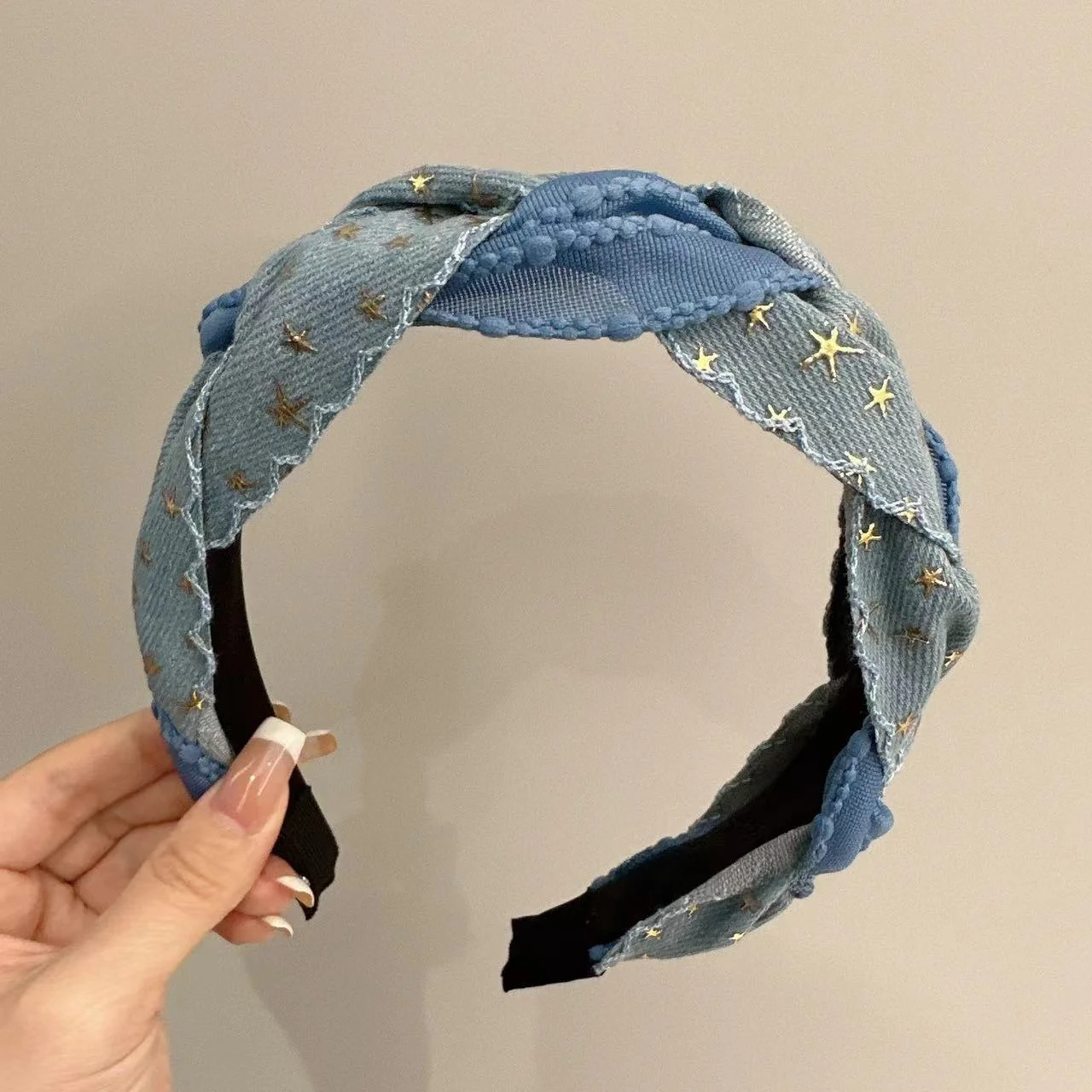 고급스러운 청바지 헤어밴드 스타 패턴 외출용 높이 조절 가능한 머리'utilisation 패션 헤어 액세서리