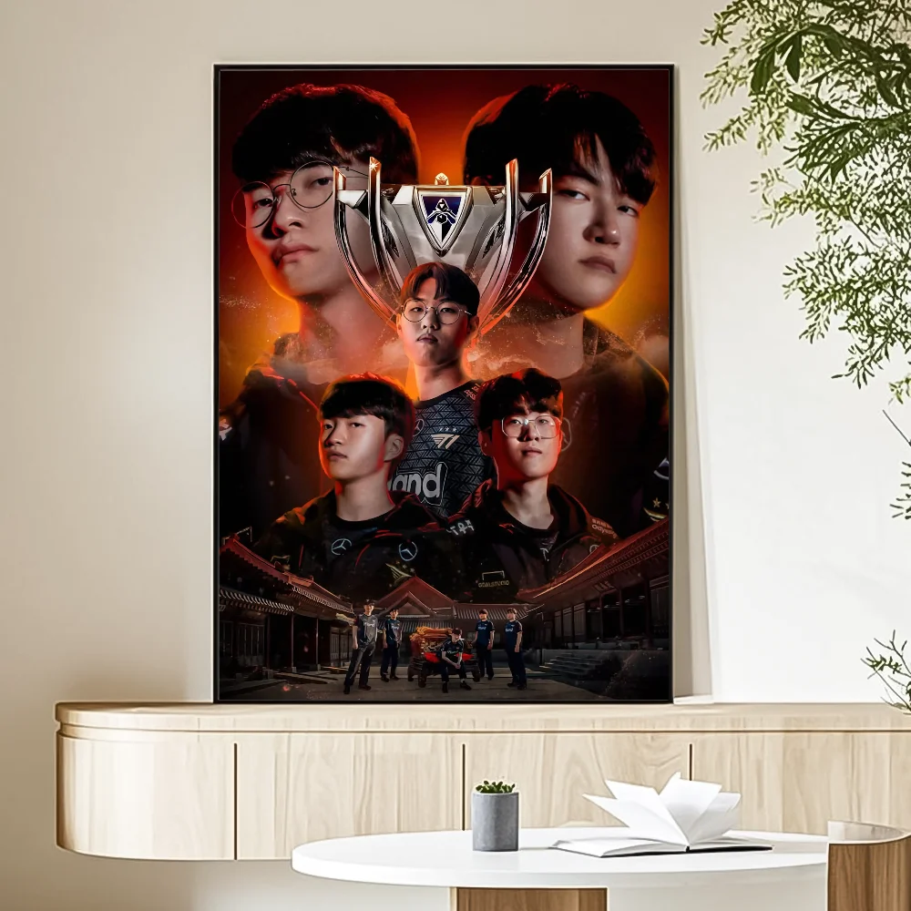 F-Faker LOLS SKT T1 2024 cartel de cinco campeones arte HD pared