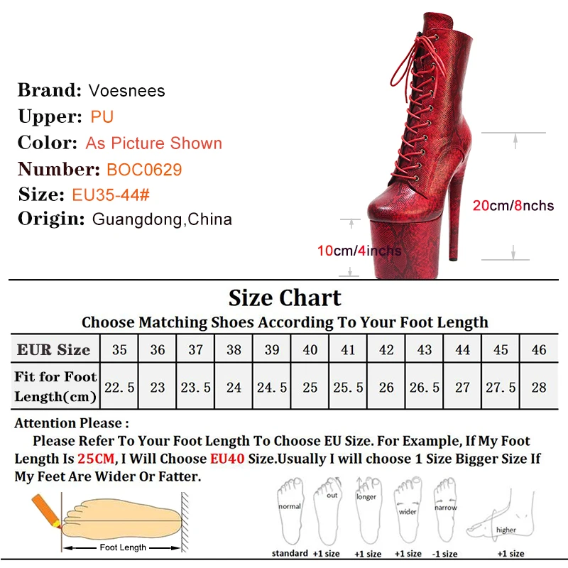 20cm/8inchs Women Boots Sexy Super High Heels Platform Snake Pattern Shoes Stage Steel Pole Dance Serpentine Party Ankle Boots