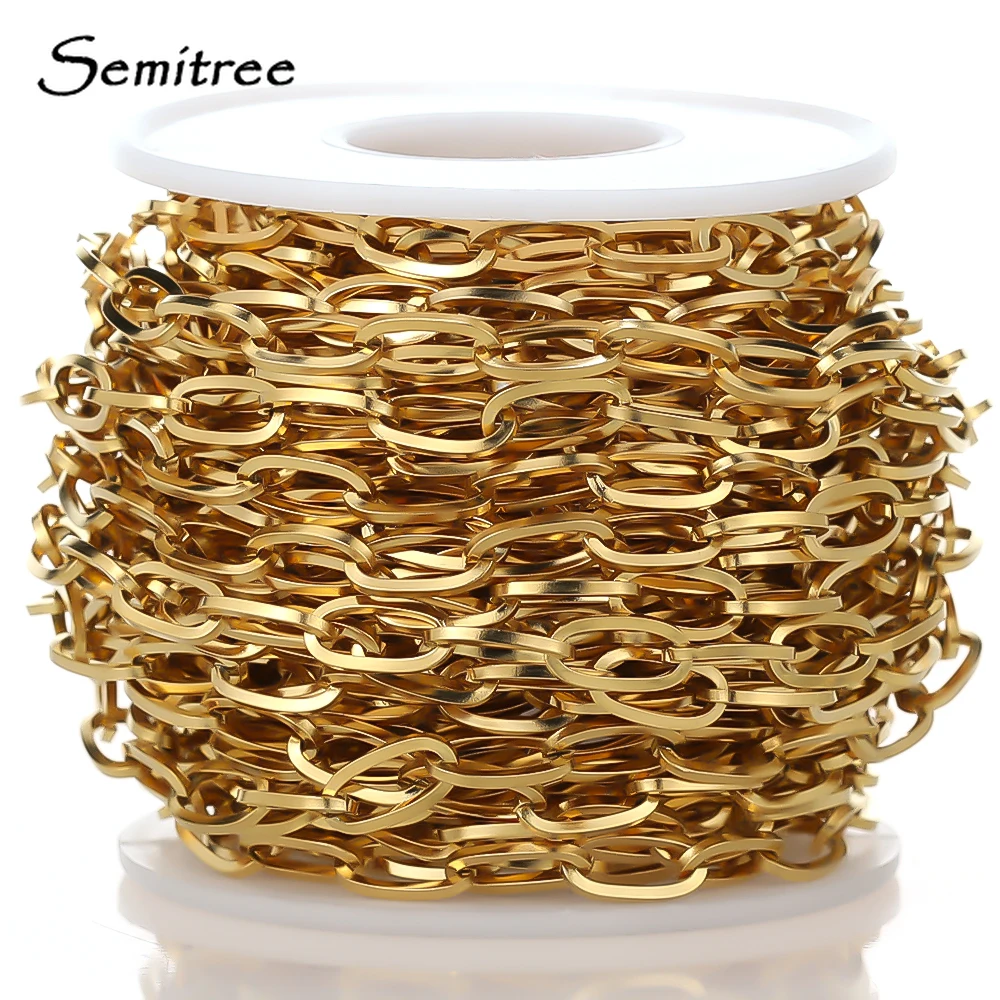 1 Meter Edelstahl-Ovalgliederketten in Großpackung für DIY-Schmuckherstellung, Halsketten, Accessoires, handgefertigte Armbänder, Bastelzubehör