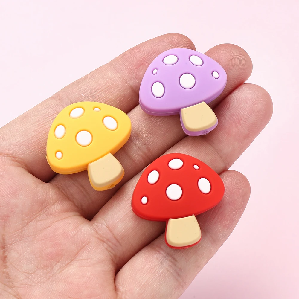 10Pcs New Silicone Beads Cartoon Mushroom Shaped Focal Beads For Jewelry Making DIY Nipple Chain Bead Pen Handmade Accessories 2