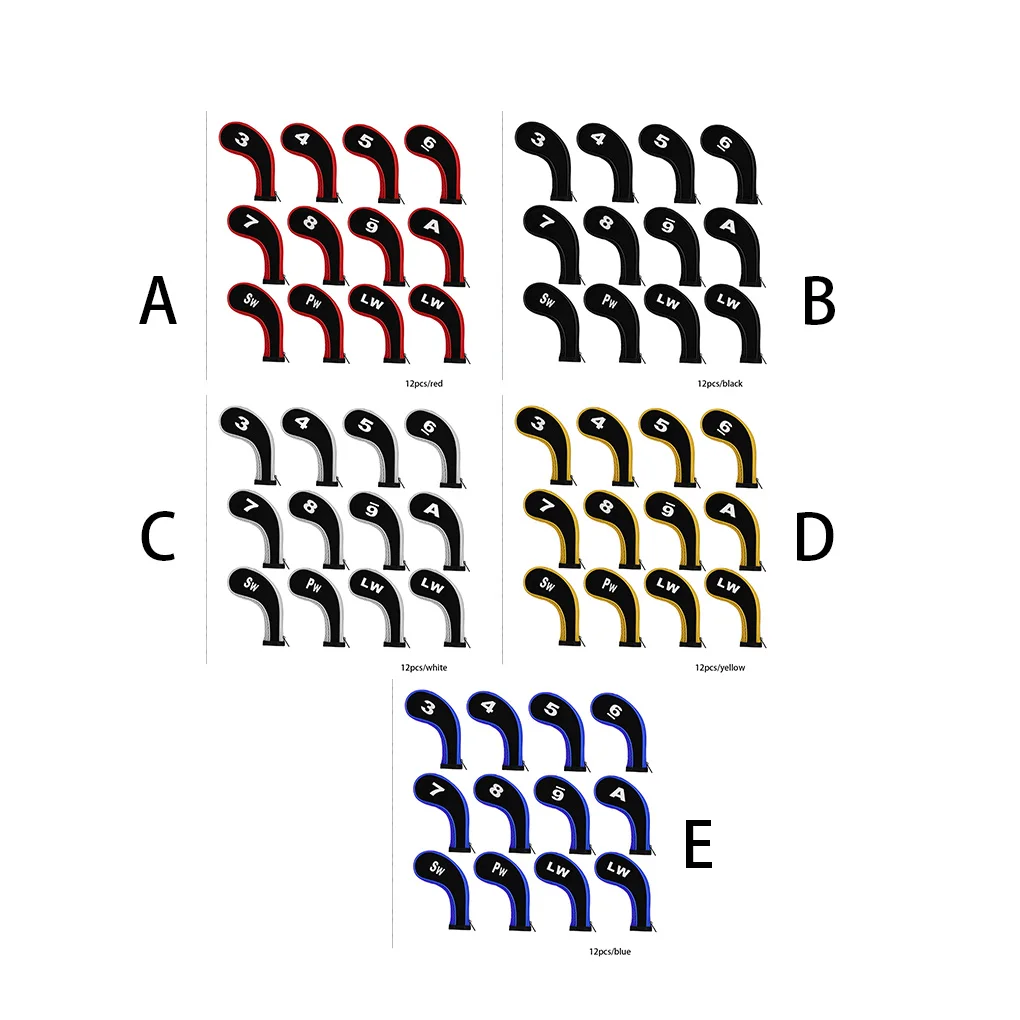 

12 шт. изысканные сетчатые Чехлы для головы для гольфа милый подарок тканевые головные уборы на молнии износостойкие защитные принадлежности черного цвета