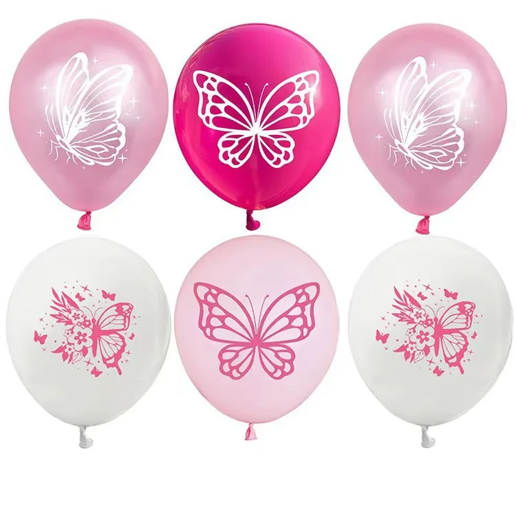 Elegant Butterfly & Balloon Set - Pink, White, and Purple (20 Pcs) for Wedding & Holiday Decor
