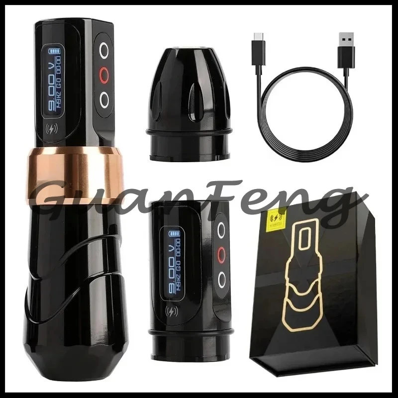 プロ仕様ワイヤレスアイロンタトゥーマシンペン、デジタルLED