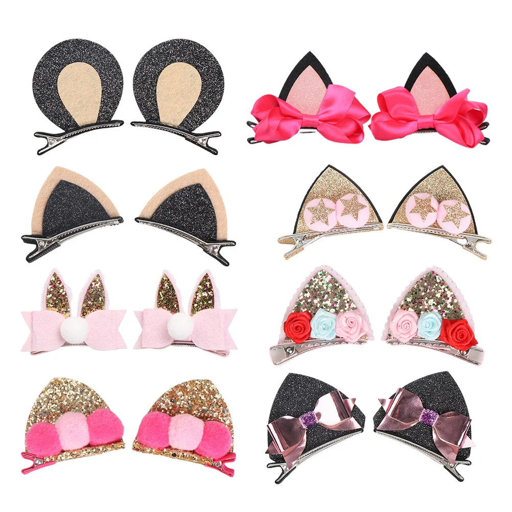 

Fomiyes 8 Pairs Girl Hair Clips Girl Birthday Gift Glitter Hair Clips Cat Ear Hair Barrettes Cat Ear Hair Accessories Rabbit