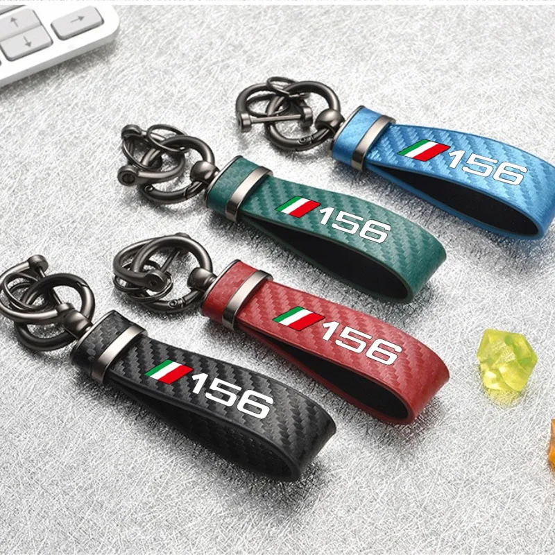 

Leather Car Carbon Fiber Leather Rope Keychain Key Ring for 156 Auto KeyChain Accessories
