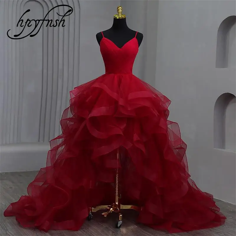 New High-low Train Spaghetti Strap Quinceanera Dresses Sweet Ball Gown Colors Vestidos Make Plus Size