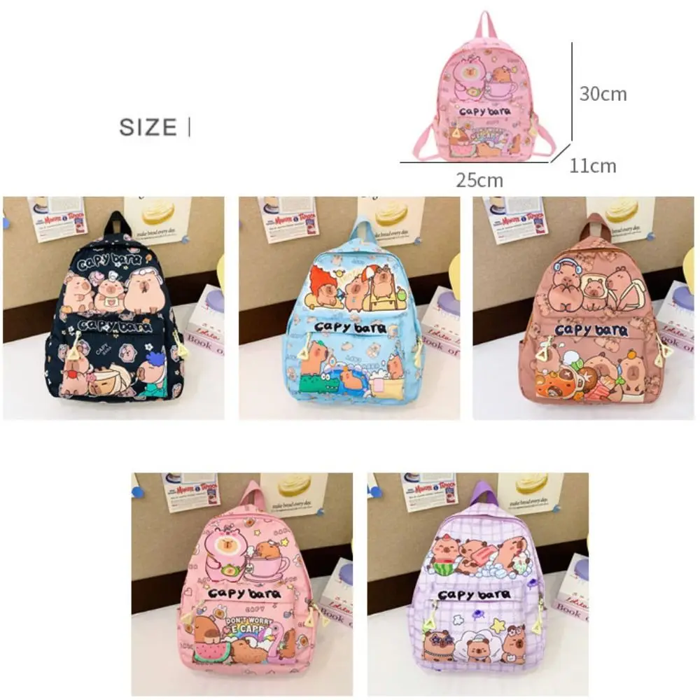 New Large Capacity Capybara Backpack Breathable Cartoon Student Schoolbag Nylon Ultra-light Book Bag 5