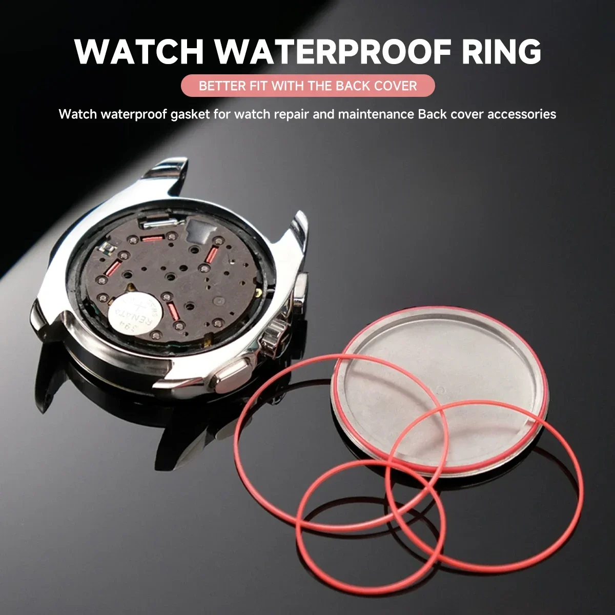 Vibrant Red Watch Case Back Gasket - 0.6mm Thick, 27.5-38.5mm O-Ring