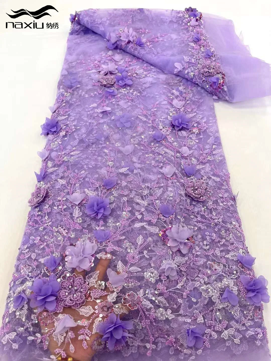

Madison-African 3D Flower Lace Fabric, Embroidered Applique, Nigerian Fabric for Dress, Tulle, Dubai Sequins, 2024 Latest