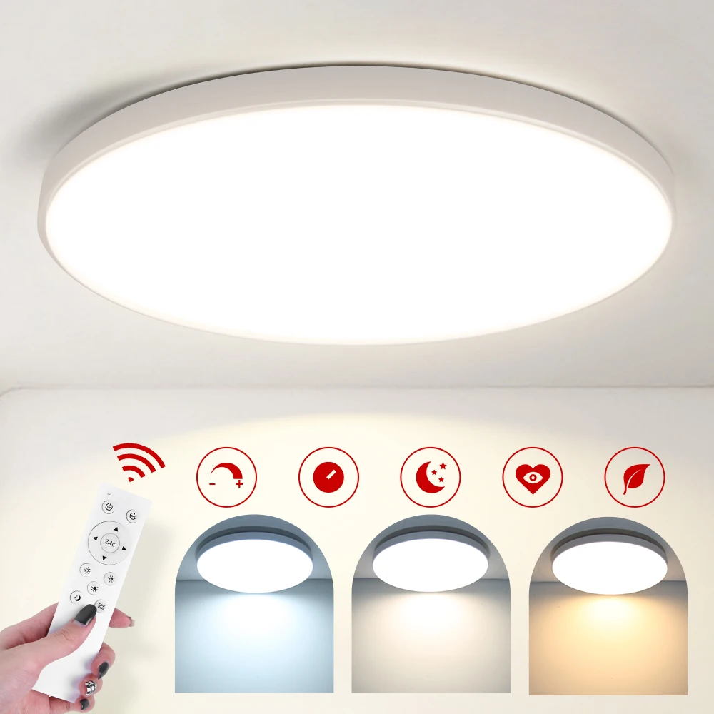 Dimmable Modern LED Ceiling Light Fixture with Remote Control