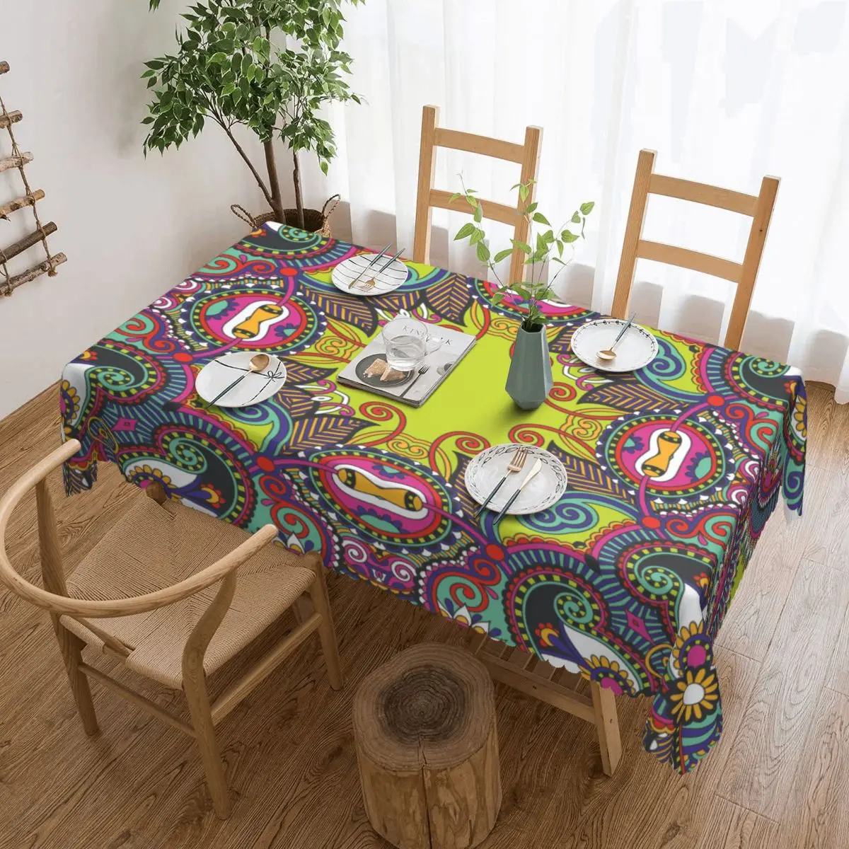 

Rectangular Waterproof Oil-Proof Mandala Flower Deanfun Colorful Tablecloth Table Cover 40"-44" Fit Table Cloth