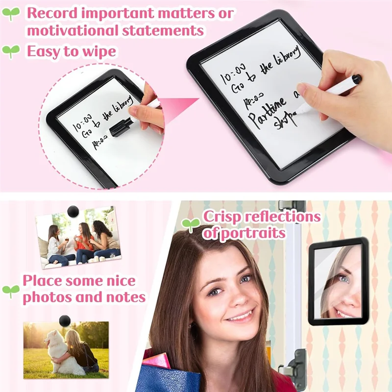 컴팩트 로커 액세서리 키트-소녀 학교 용품으로 돌아 가기, 자기 화이트 보드 미러 건식 지우기 마커 홀더 및 학교 용품