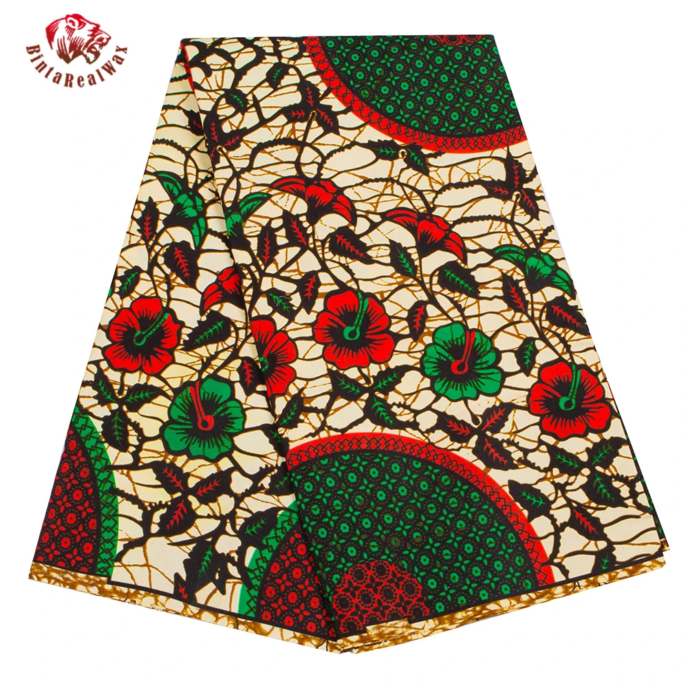 

6 Yards Ankara African Polyester Wax Prints Fabric Binta Real Wax High Quality African Fabric for Party Dress FP6508