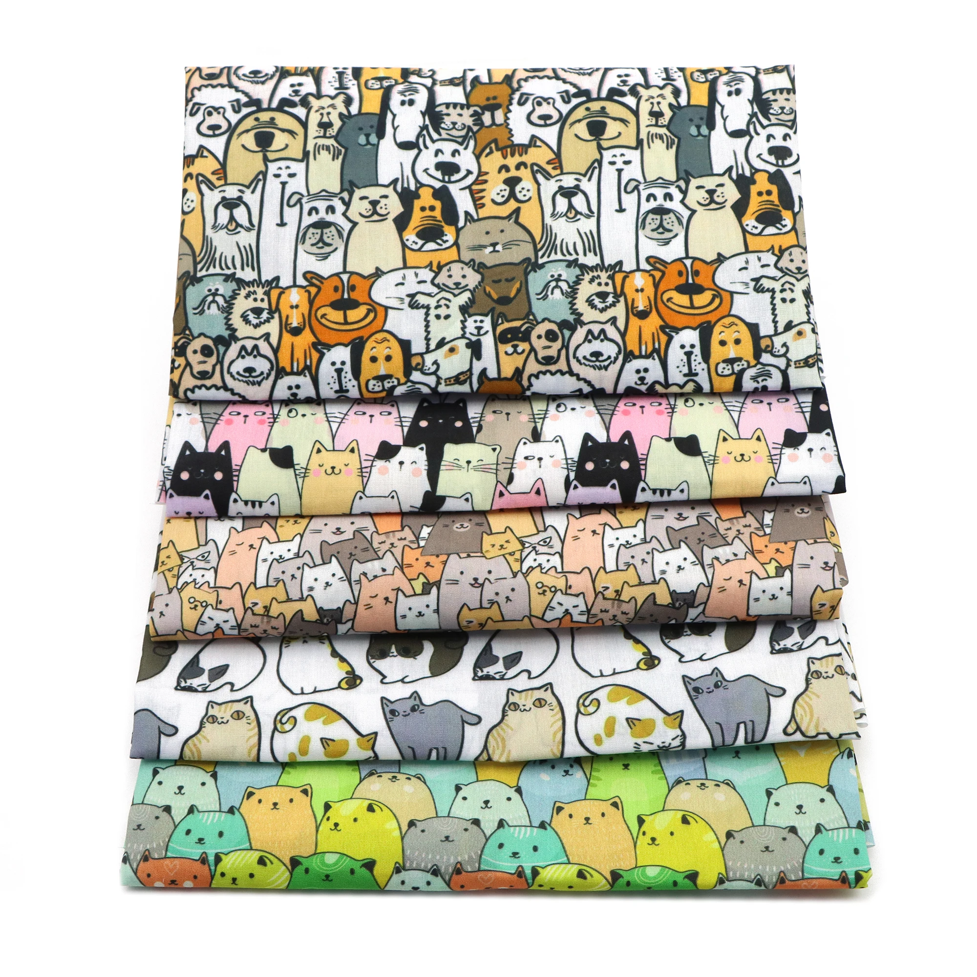19.68x17.7 인치 귀여운 고양이 동물 시리즈 DIY 퀼트 폴리 에스터 코튼 원단 공예 DIY 수제 인형 옷 패치 워크에 대한 Precut