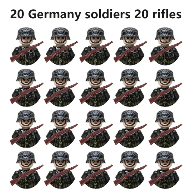 20Pcs/Set WW2 Military Soldier Array Soviet US UK France Japan Canada Italy China Building Blocks Action Figure Bricks Kids Toy 2