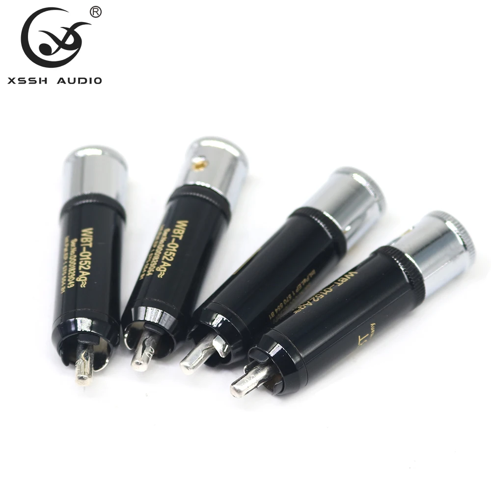 

4pcs Lotus Adapter RCA XSSH YIVO Hi-End HIFI 0152AG Silver Plated Male Audio RCA Plug Connector Jack for 10mm Cable Cord Wire