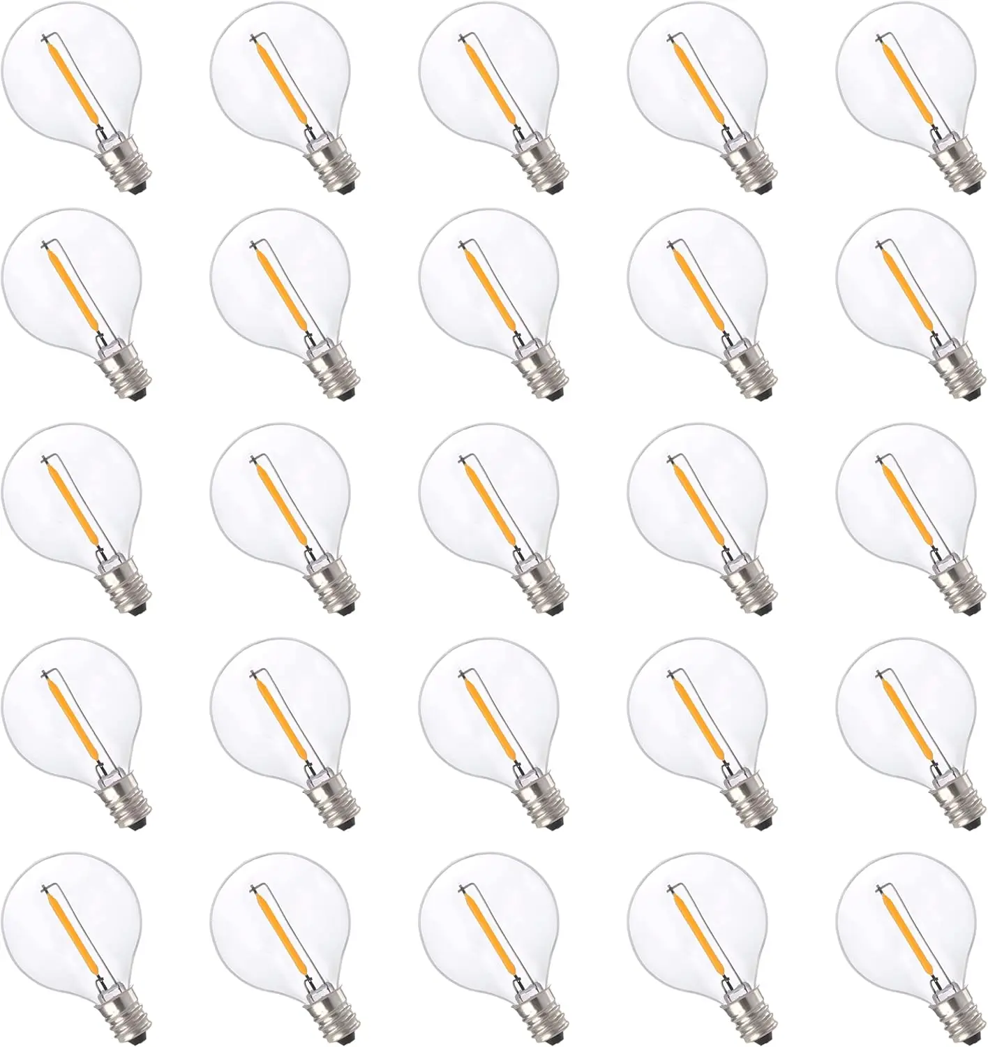 LED Bulbs for Outdoor String Light, G40 LED Candelabra Light Bulbs, 2700K Soft White, 1W(5W Equivalent), 50LM, E12 Base, Non-D