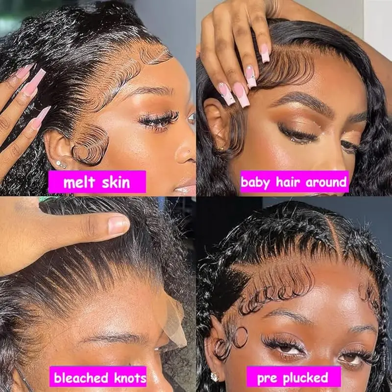 Natural Curly wave wigs 40 inch HD Frontal Lace wigs human hair 13x6 220 Hight density human hair wigs for women