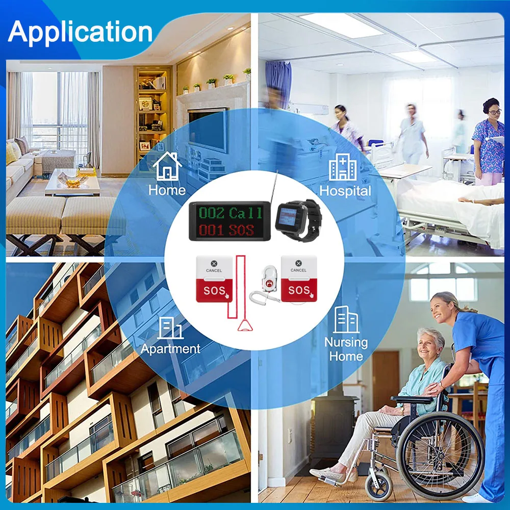 Description Picture 3 of itemHospital Nurse Call System Assisted Living 3 Watch Pager Receiver 15 Sos Button For Calling Admin Nurse When In Emergency