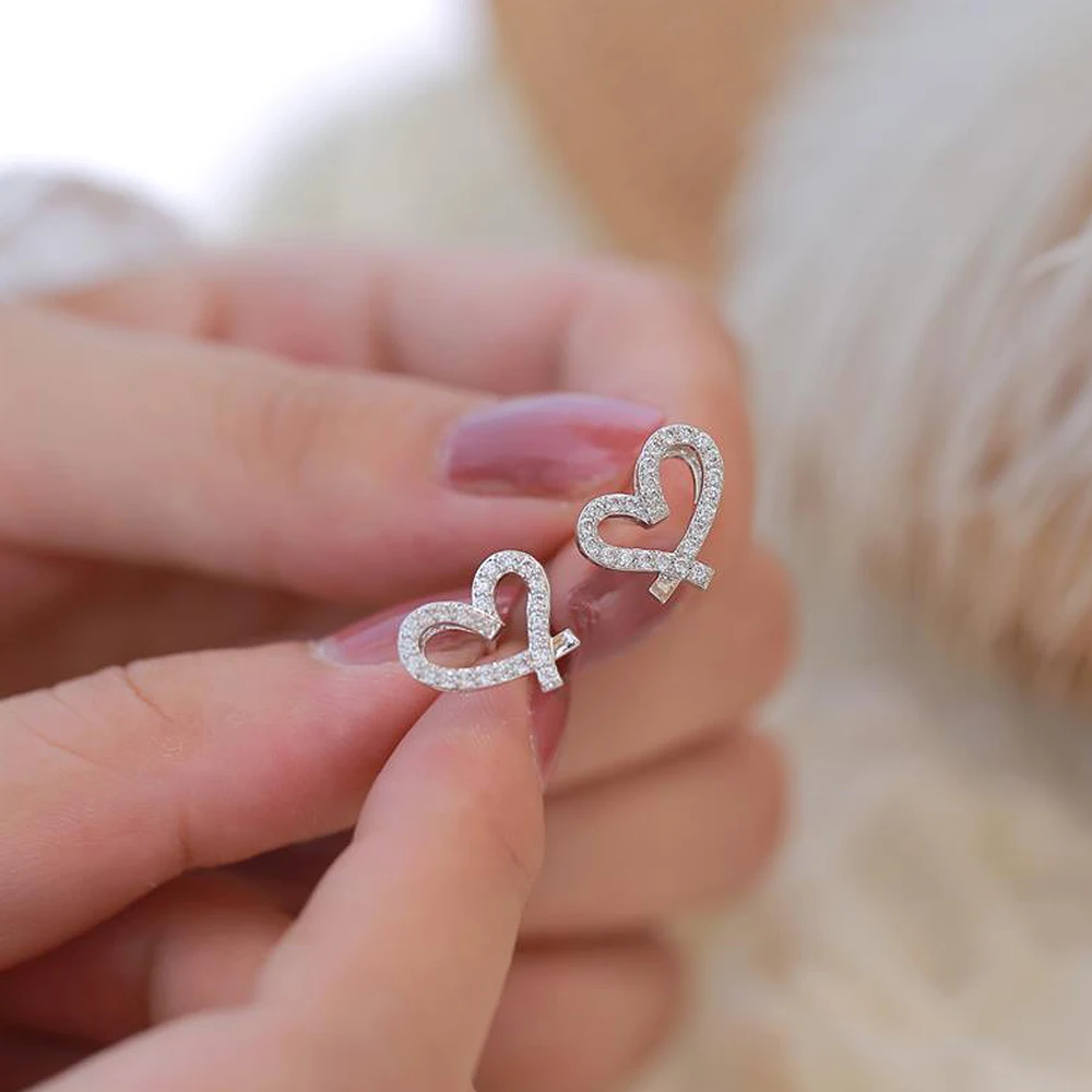 Chic CZ Inlaid Pink Crystal Heart Ring