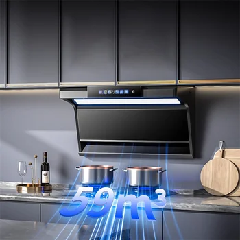 Kitchen Range Hood Large Suction Range Hoods Top Side Double Suction Cooker Hood Wall-mounted Smart Cleaning Smoke Exhaust Hood 1