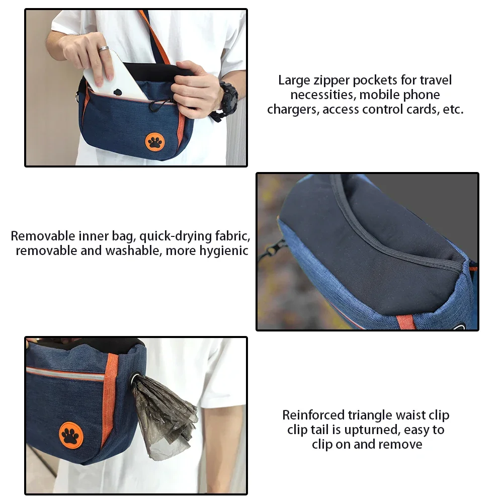 Dog Treat Bag Double Layer Large Capacity Stability Dog Treat Pouch Waist Backpack Detachable Training Bag for Supplies
