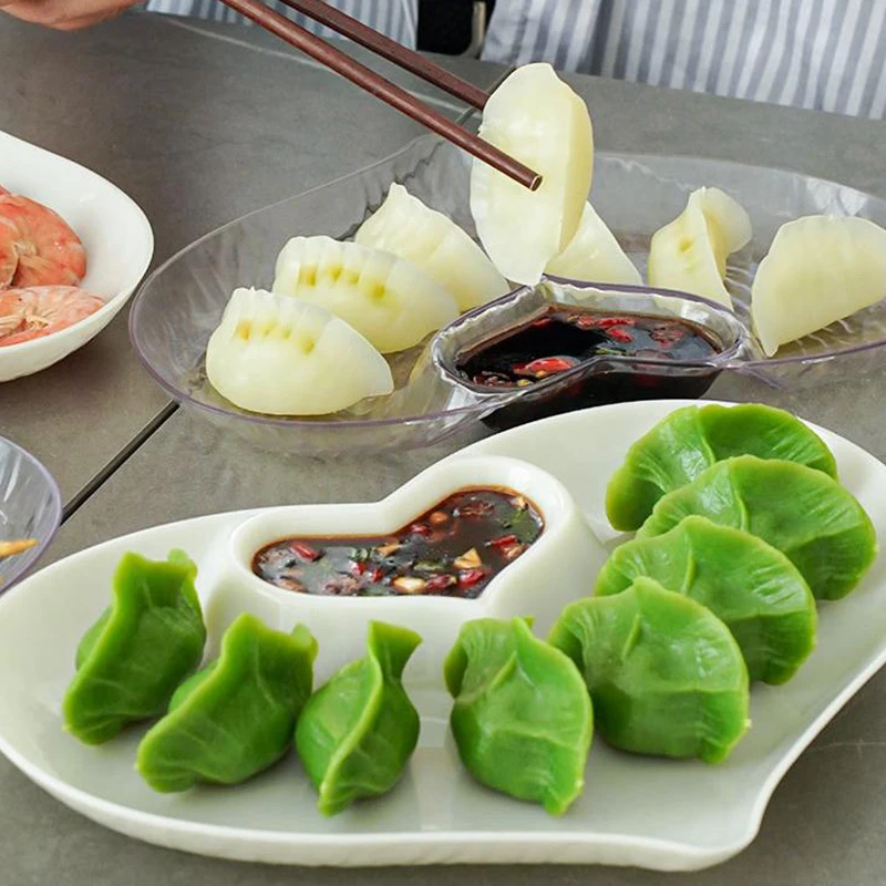 Love Shape Plastic Dumpling Plate With Vinegar Discs Vinegar Dishes Sushi Breakfast Dried Fruit Snack Shell Bone Spitting Dish