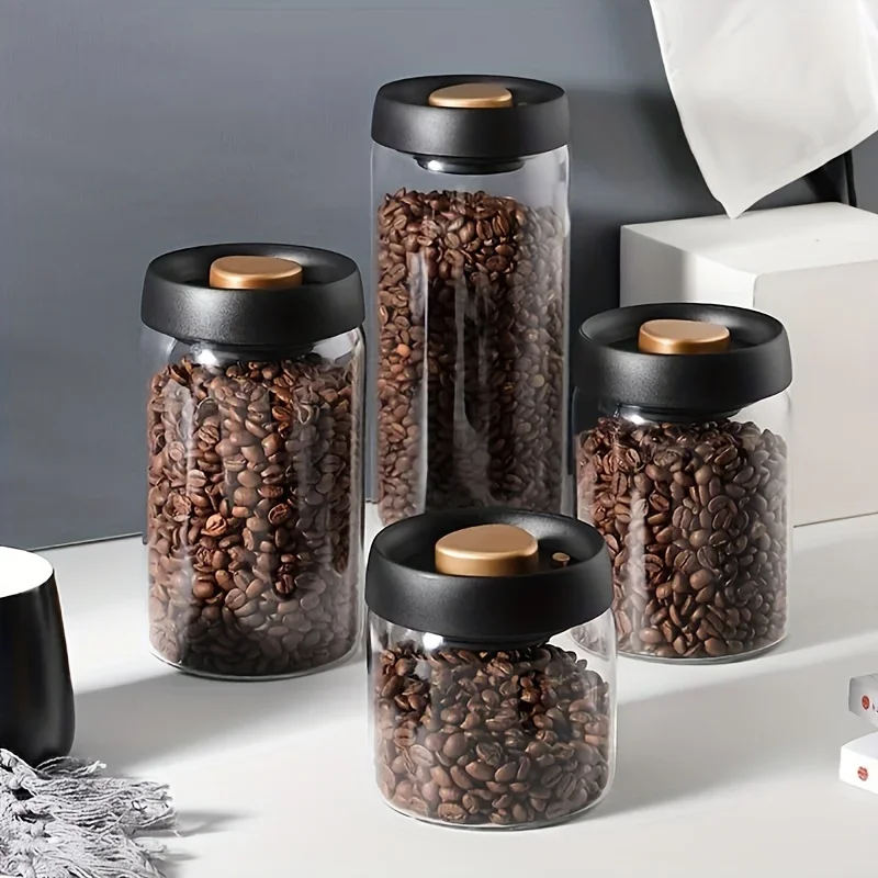 Coffee Beans Vacuum Sealed Jug Protect From Light Container Glass Airtight Canister Food Grains Candy Moisture-proof Storage Jar