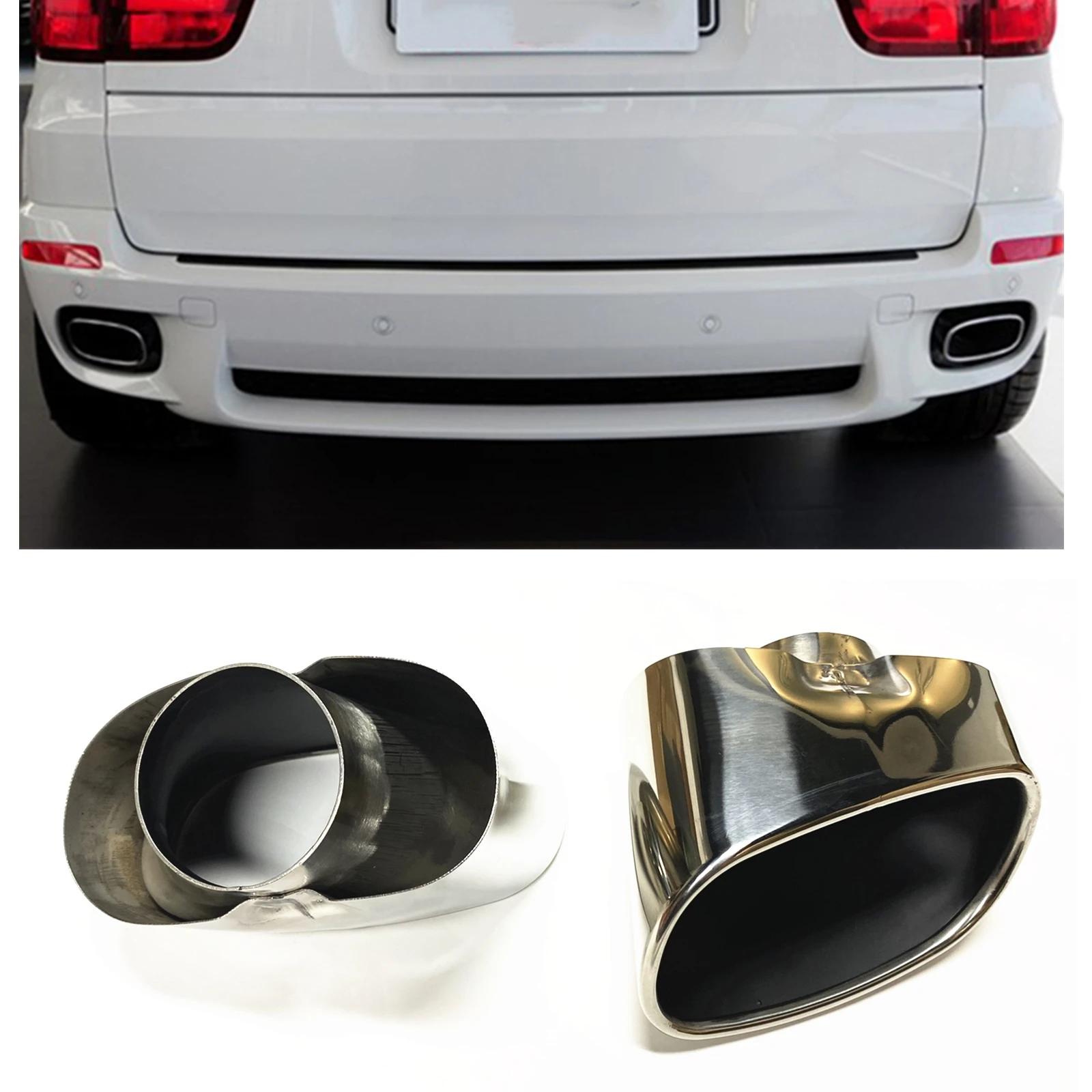 

Exhaust Muffler Tip Pipe For BMW X5 Oblique 2011-2014 Stainless Steel Car Rear Air Outlet Vent Kit Exhause Tailpipe