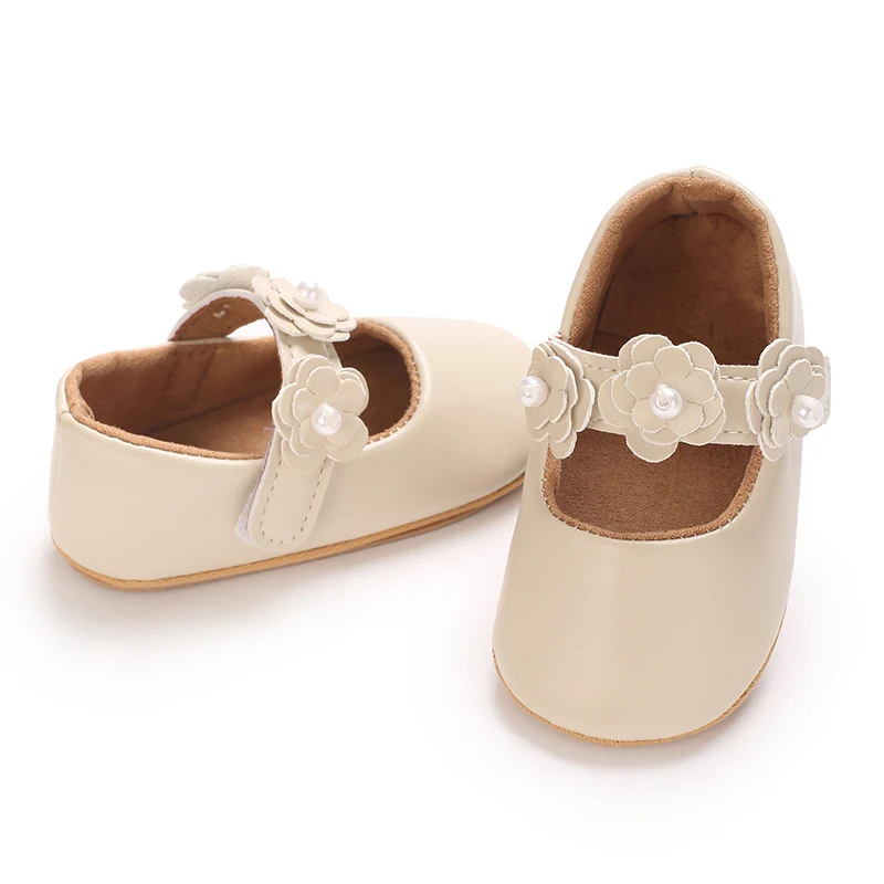 Lauflernschuhe für Babys und Mädchen – Prinzessinnen-Mokassins, weiche Lederschuhe, rutschfeste Sohle, Kleinkindschuhe mit Blumenmuster, 6–24 Monate – Detail 5