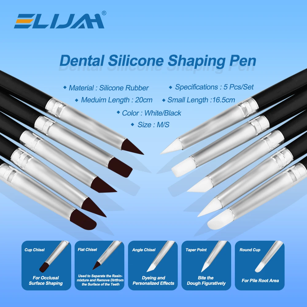 Dental Resin Brush Pens 5Pcs Silicone Nails Art Brushes Dentistry Composite Cement Porcelain Teeth Tool Dentistry Material