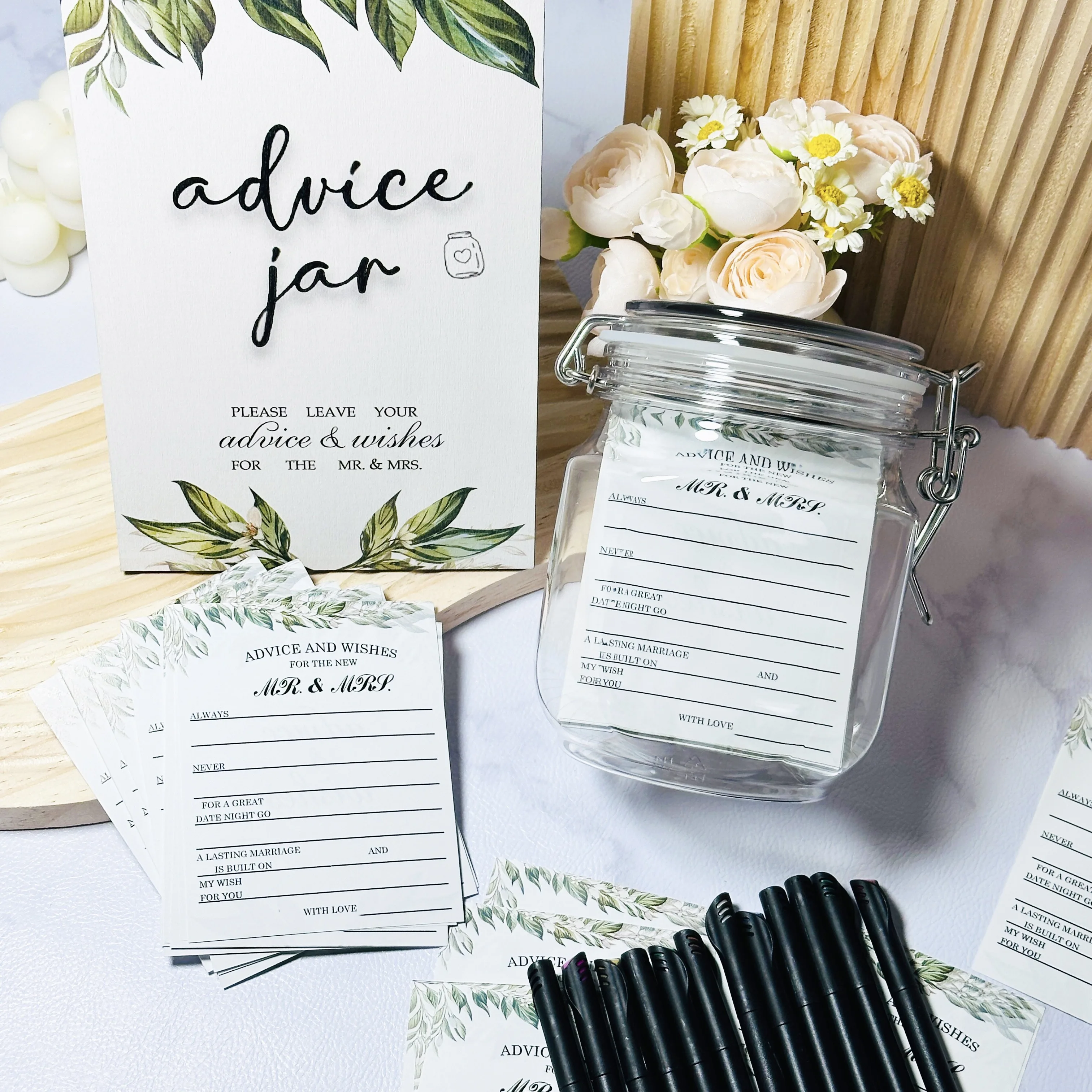 Bridal Shower Decoration Guest Book For The Mr and Mrs Wedding Advice Sign Advice and Wishes Cards Wedding Wish Jar For Guest