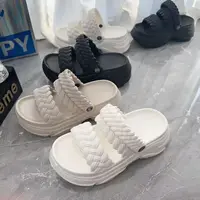 Casual Sle Thi Bot Platform Slippers Women's Summer Outdoor Wear 2025 New Versatile Heightening High Heel Two-Way Slip...