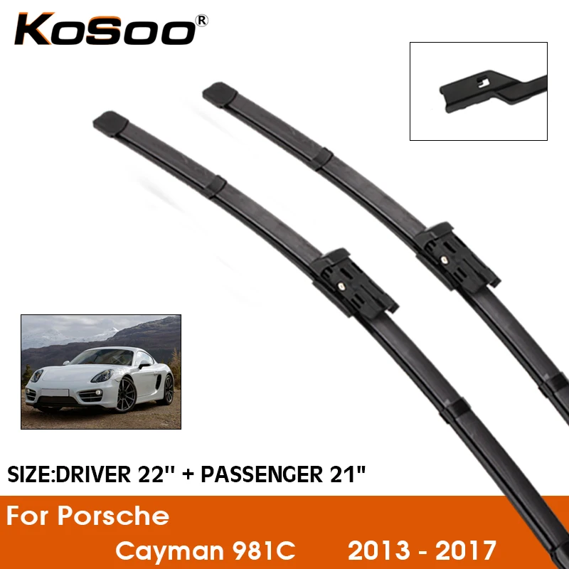 Car Wiper Blade For Porsche Cayman 981C 2013-2017 Windshield Rubber Silicon Refill Front Window Wiper Blades 22"+21" Accessories