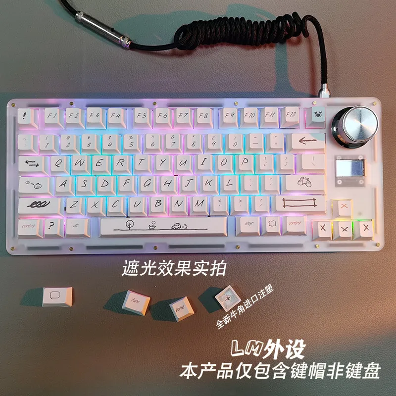 Фото 131 клавиш, граффити, Минималистичная клавиатура для Cherry Mx Switch, механическая клавиатура, Минималистичная клавиатура с вишневым профилем PBT, колпачки для клавиш «сделай сам» №3