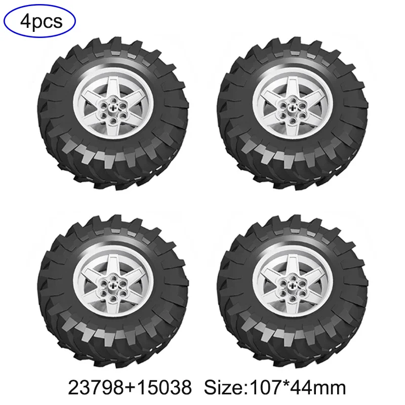 4WD Climbing Car Off-road Front Suspension System MOC Bricks Parts Kits 23798 + 15038 Tyre Compatible with LEGOed