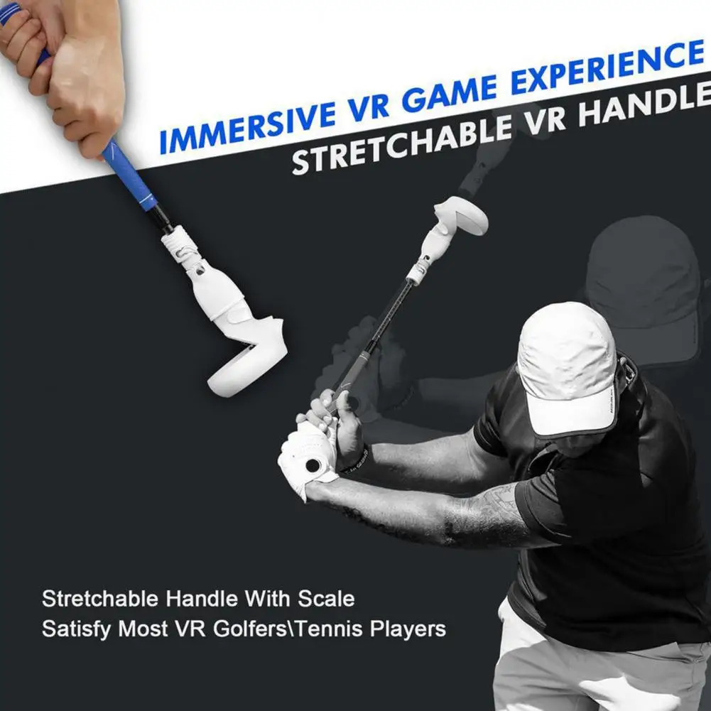 

VR Golf Handle with Scale Scalable Non-slip Texture Comfortable Grip Sweat-proof 2 in 1 VR Tennis Controller for Oculus Quest 2