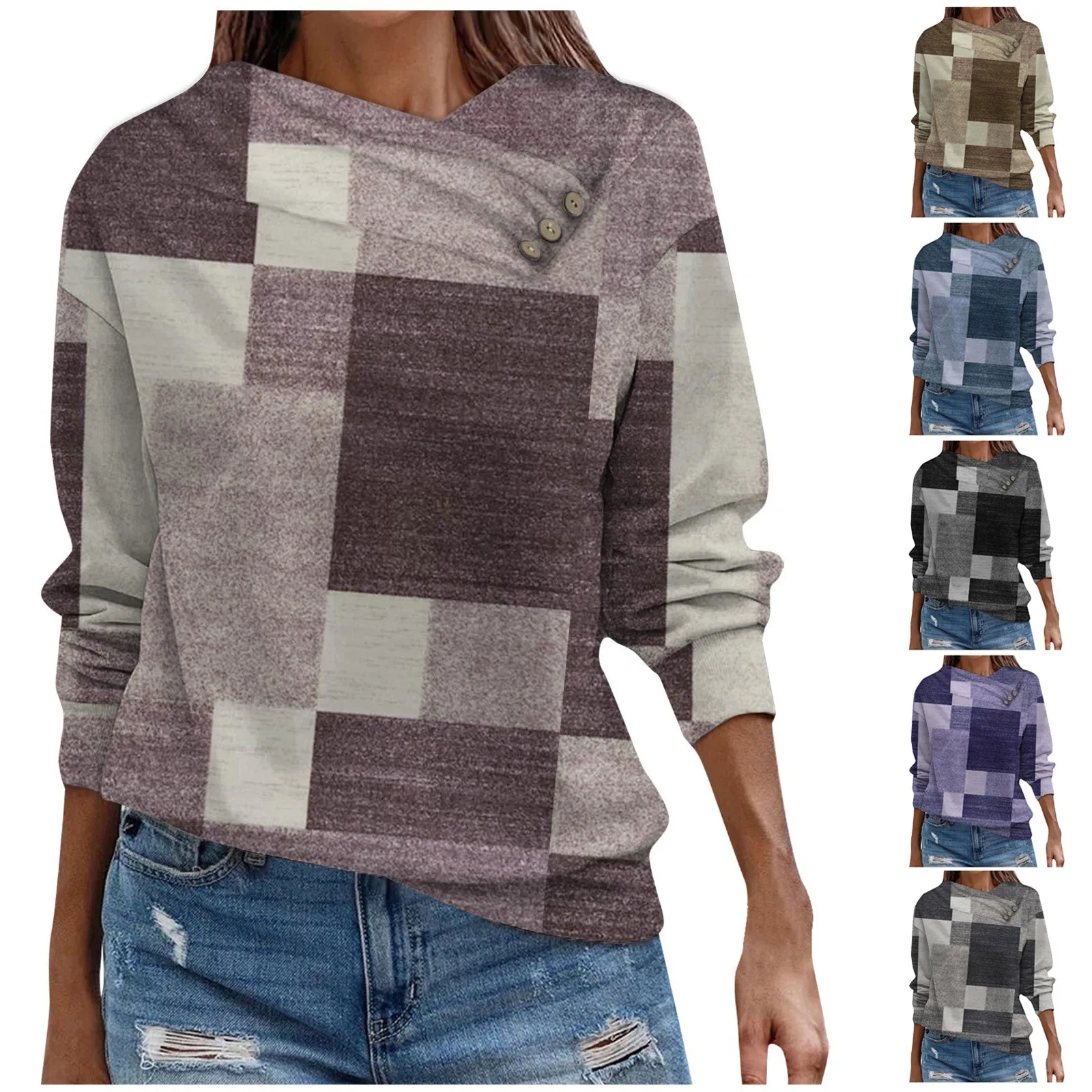 

Женские толстовки большого размера, Повседневная Универсальная футболка с длинным рукавом и воротником на пуговицах, высококачественные элегантные толстовки, женская одежда