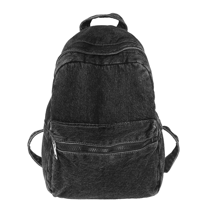 thumbnail image 1 of Mochila vaquera clásica con cremallera e hilo de coser informal de gran venta para mujer 2024, nueva moda, versátil, bolso de hombro de gran capacidad, 1 of 5